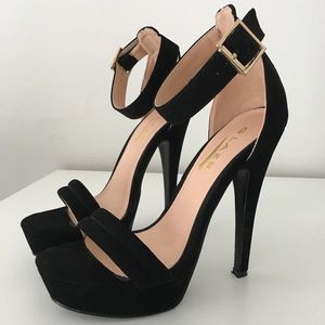 Black Two Strap Heels